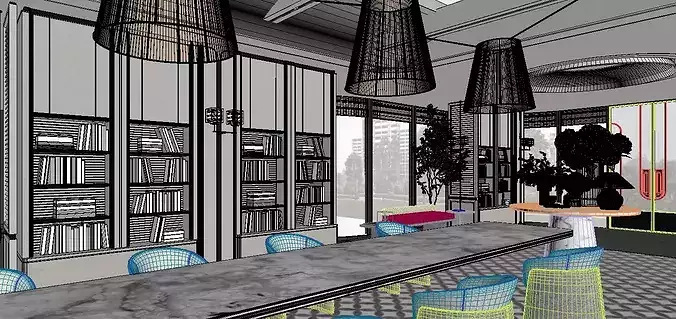 Restaurant Interior Design 3D model 6