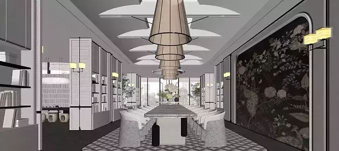 Restaurant Interior Design 3D model 2