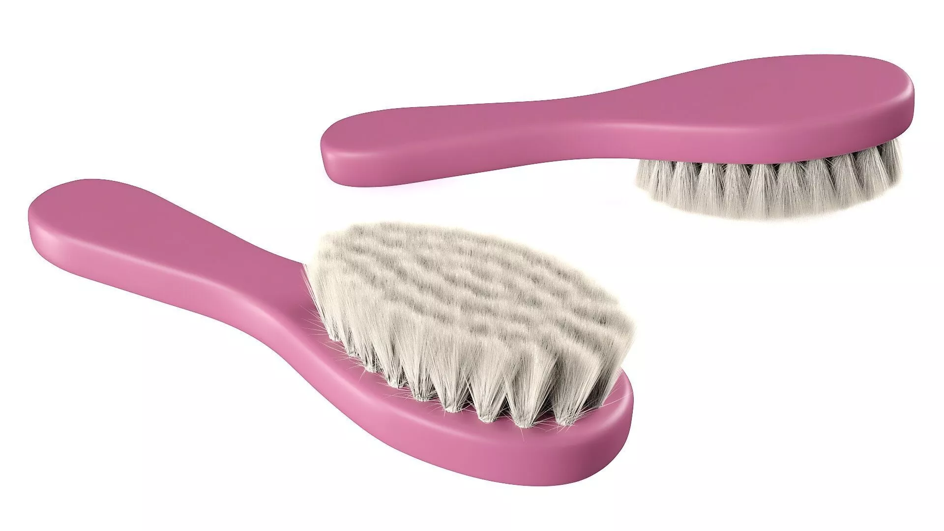 Gentle Baby Scalp Brush with Pink Handle Fur for Cinema 4D 3D model