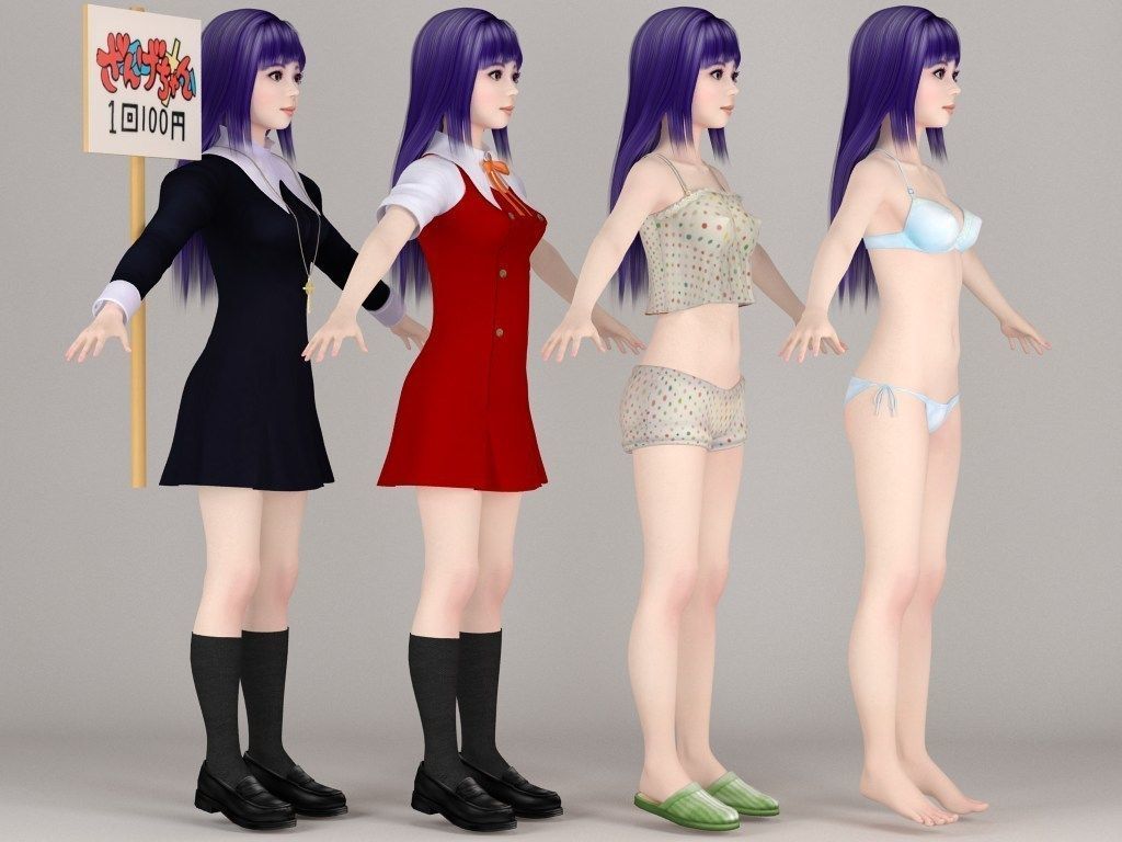 T pose rigged model of Zange with various outfit 3D model_8