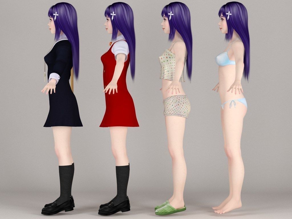 T pose rigged model of Zange with various outfit 3D model_6