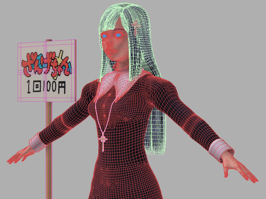 T pose rigged model of Zange with various outfit 3D model_9