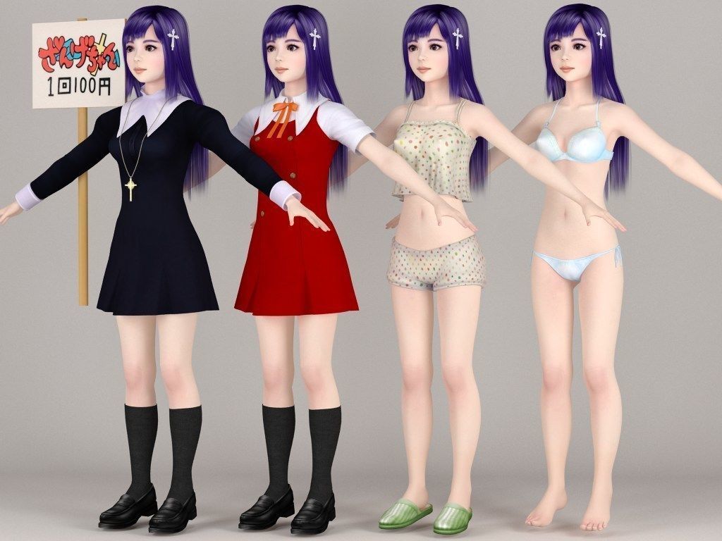 T pose rigged model of Zange with various outfit 3D model_5