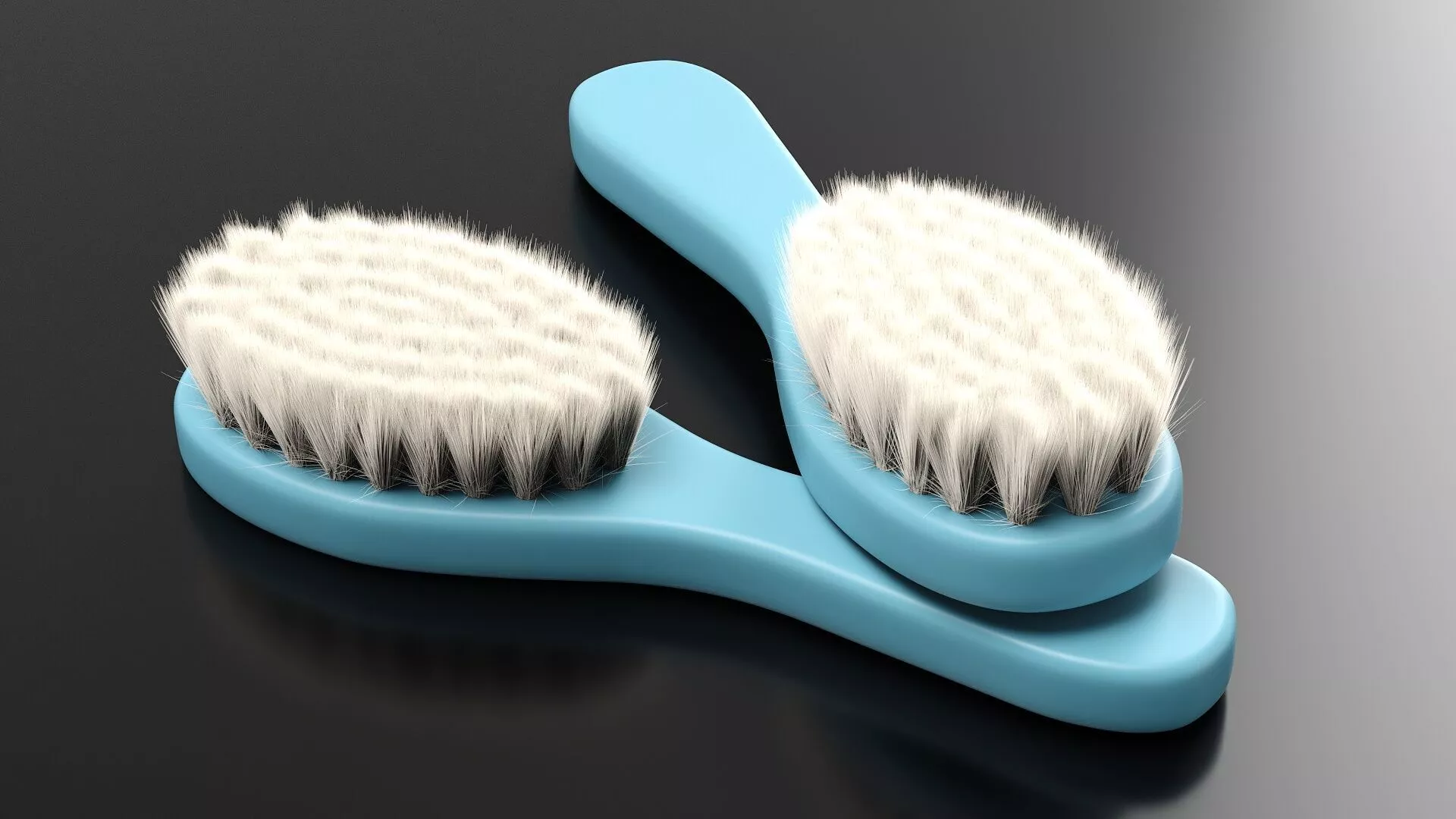 Infant Hair Brush with Soft Bristles Blue Fur for Cinema 4D 3D model