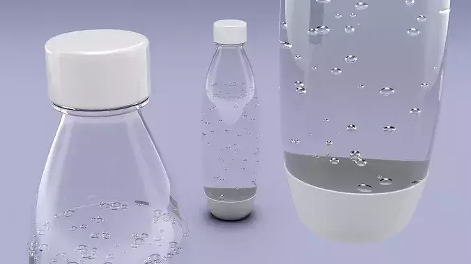 Bottle of Carbonated Water Filled White 3D model 3