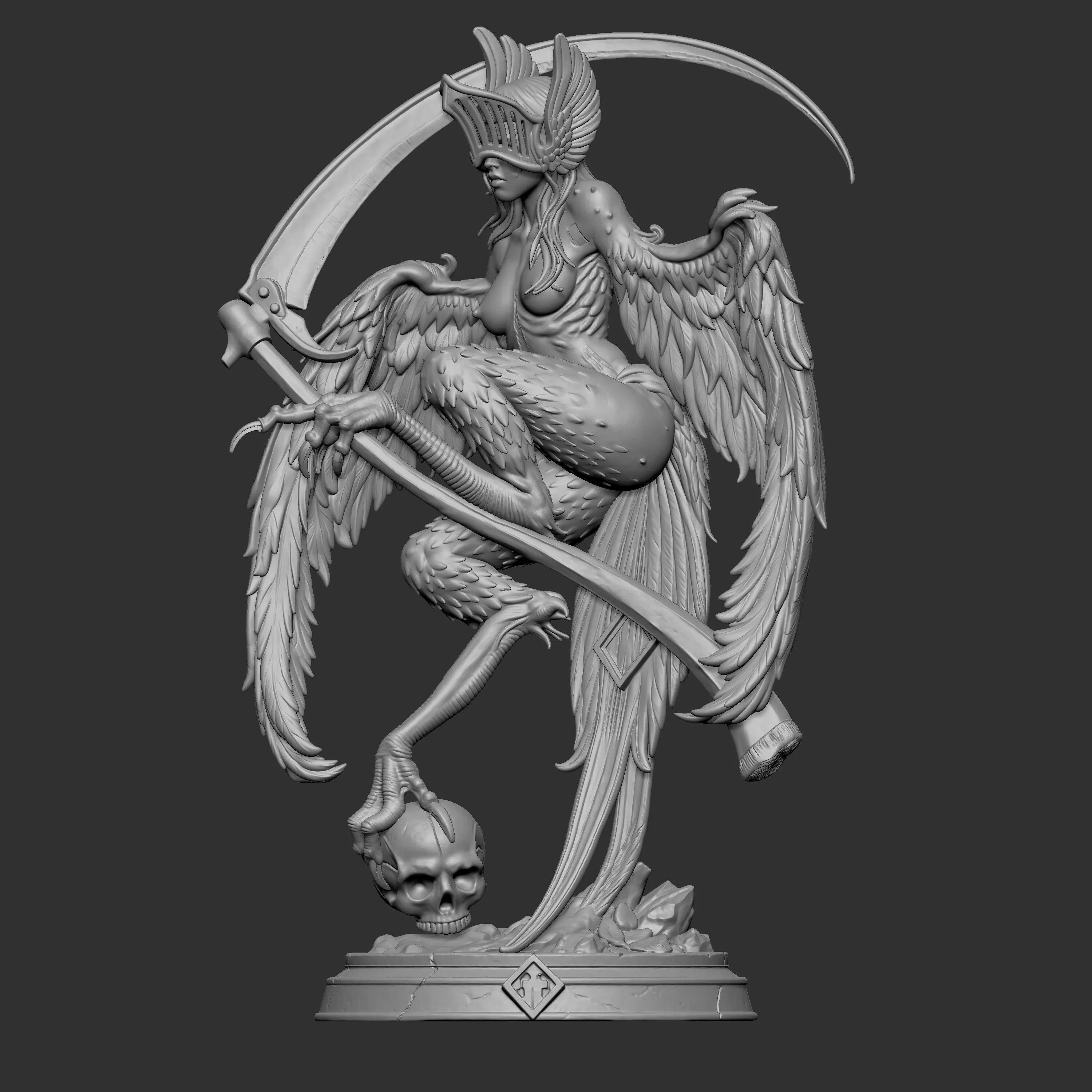 dark fantasy harpy or avian creature 3D print model