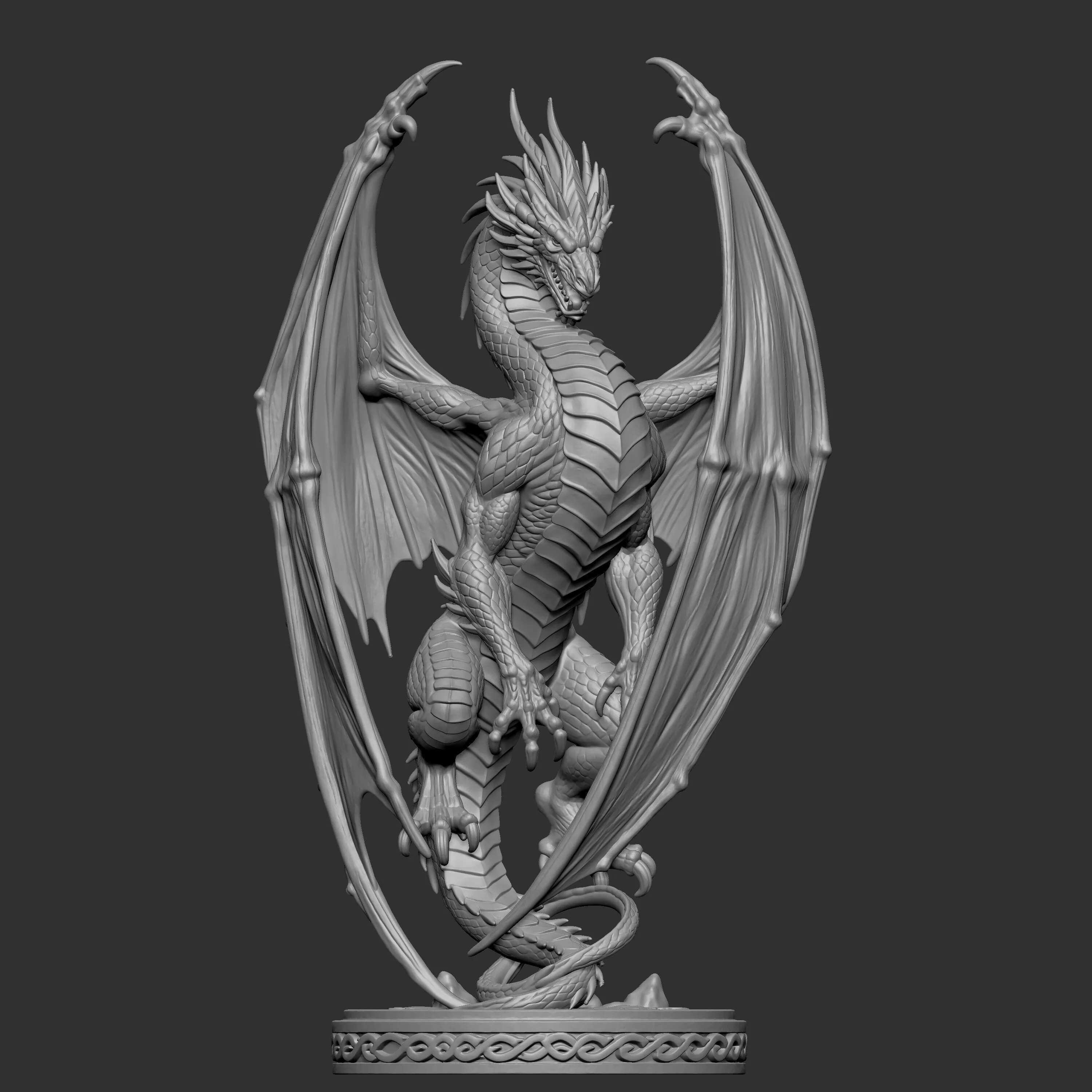 3D digital sculpture render of a regal dragon 3D print model