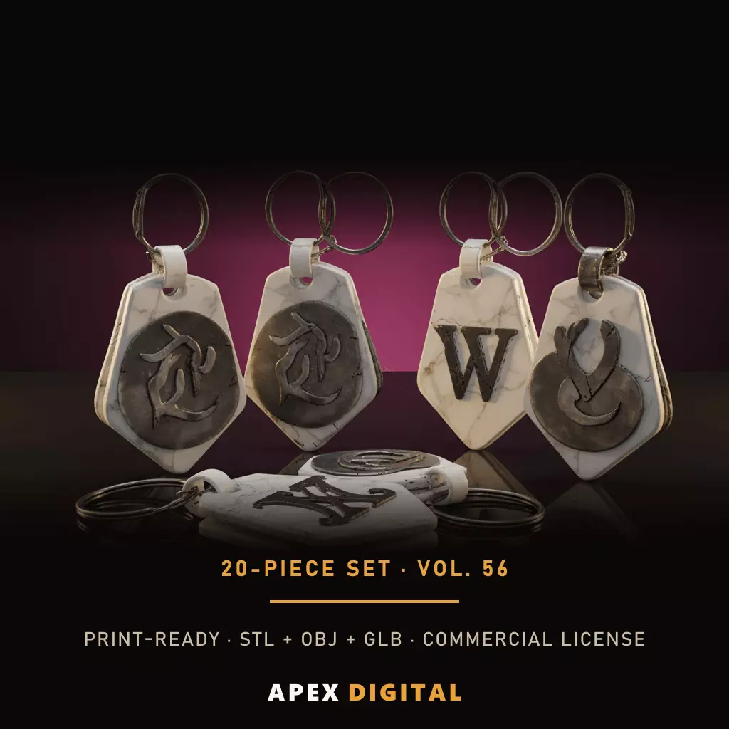 20-Piece Everyday Keychain Collection Vol 56 - 3D Print STL 3D print model
