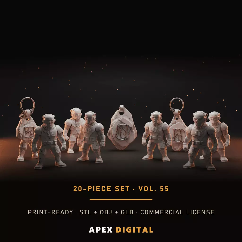 20-Piece Everyday Keychain Collection Vol 55 - 3D Print STL 3D print model
