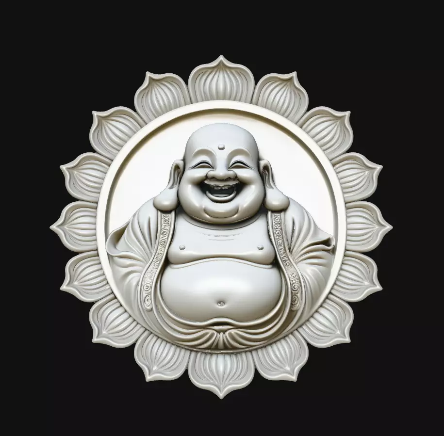 Laughing Buddha Floral Round Pendant Jewelry Model 3D print model