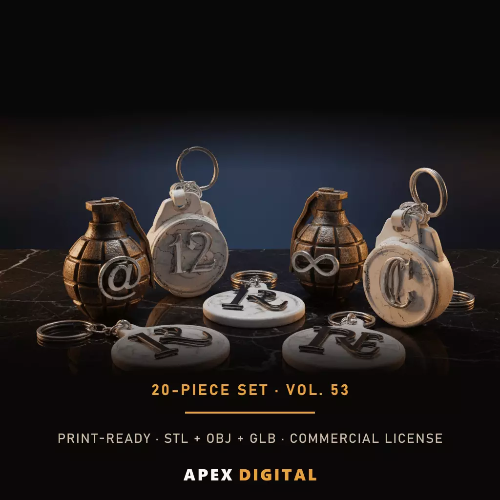 20-Piece Everyday Keychain Collection Vol 53 - 3D Print STL 3D print model