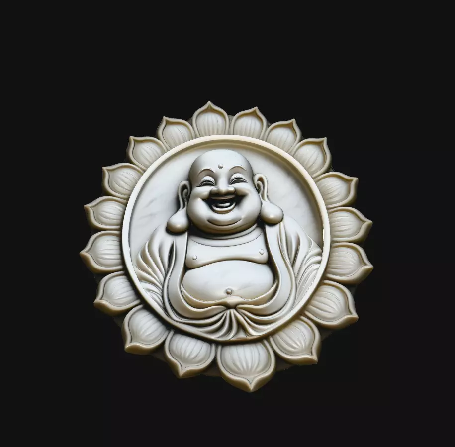 Laughing Buddha Lotus Medallion Pendant Jewelry Model 3D print model
