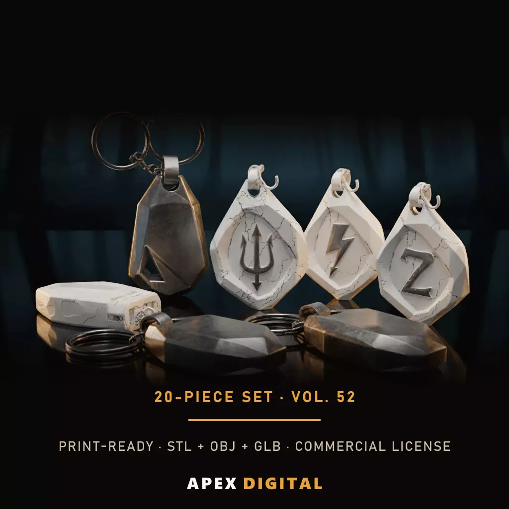 20-Piece Everyday Keychain Collection Vol 52 - 3D Print STL 3D print model