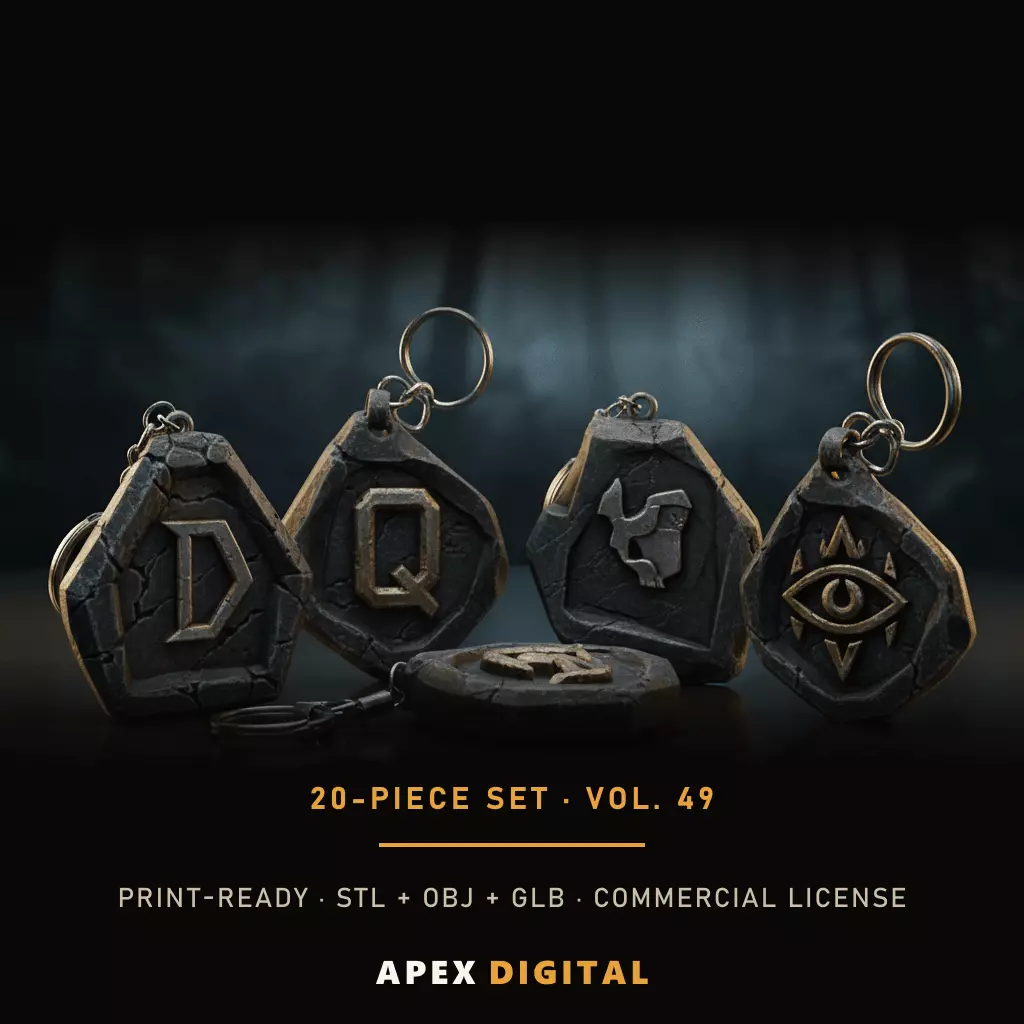 20-Piece Everyday Keychain Collection Vol 49 - 3D Print STL 3D print model