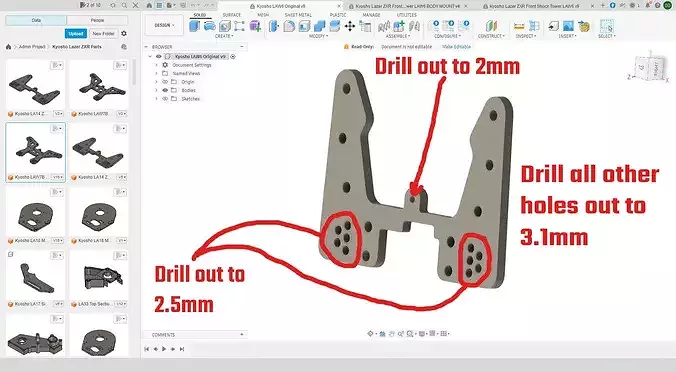 Kyosho LAW6 Lazer ZXR ZXRR Front Shock Mount 3D model 3D printable