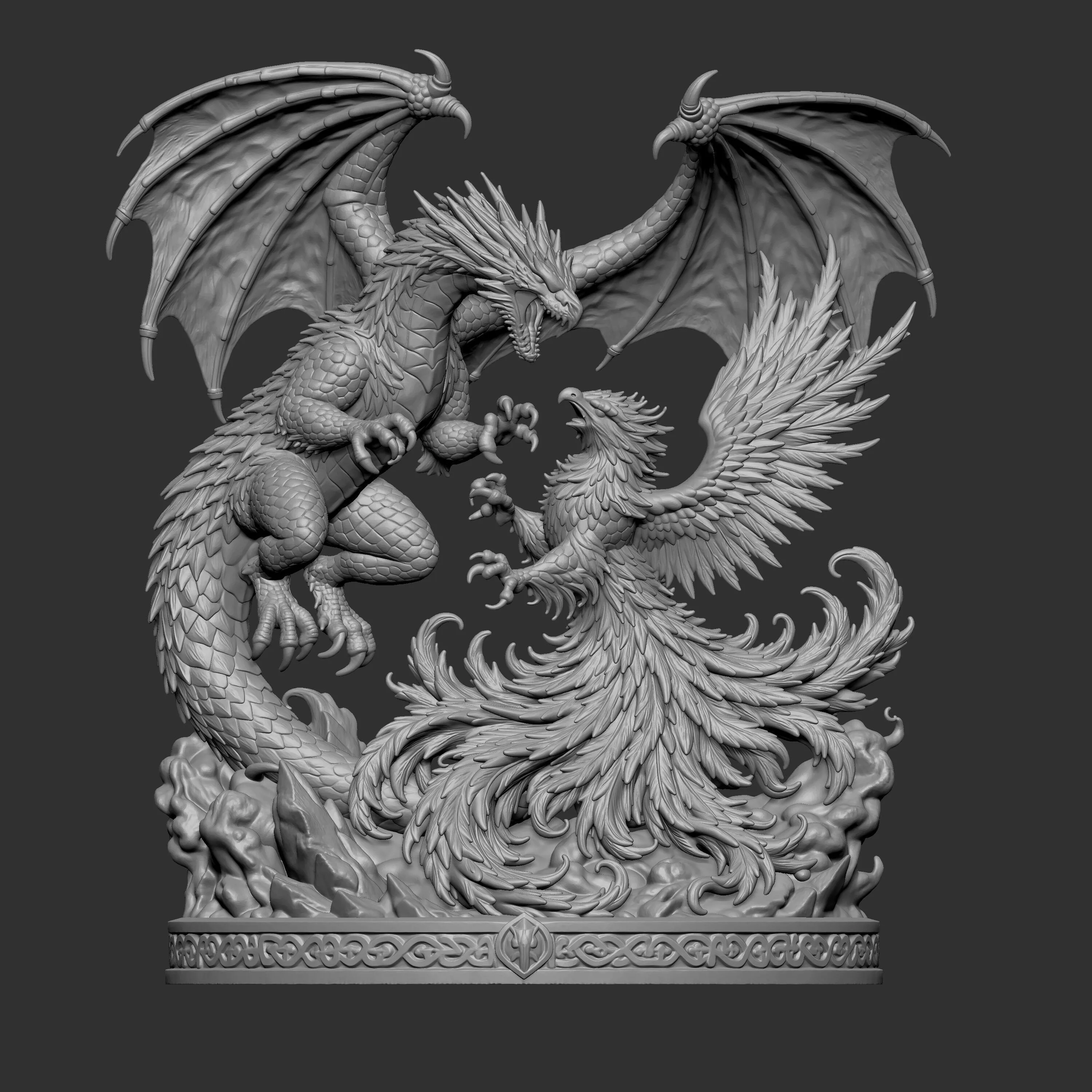 Dragon battling a Phoenix 3D print model