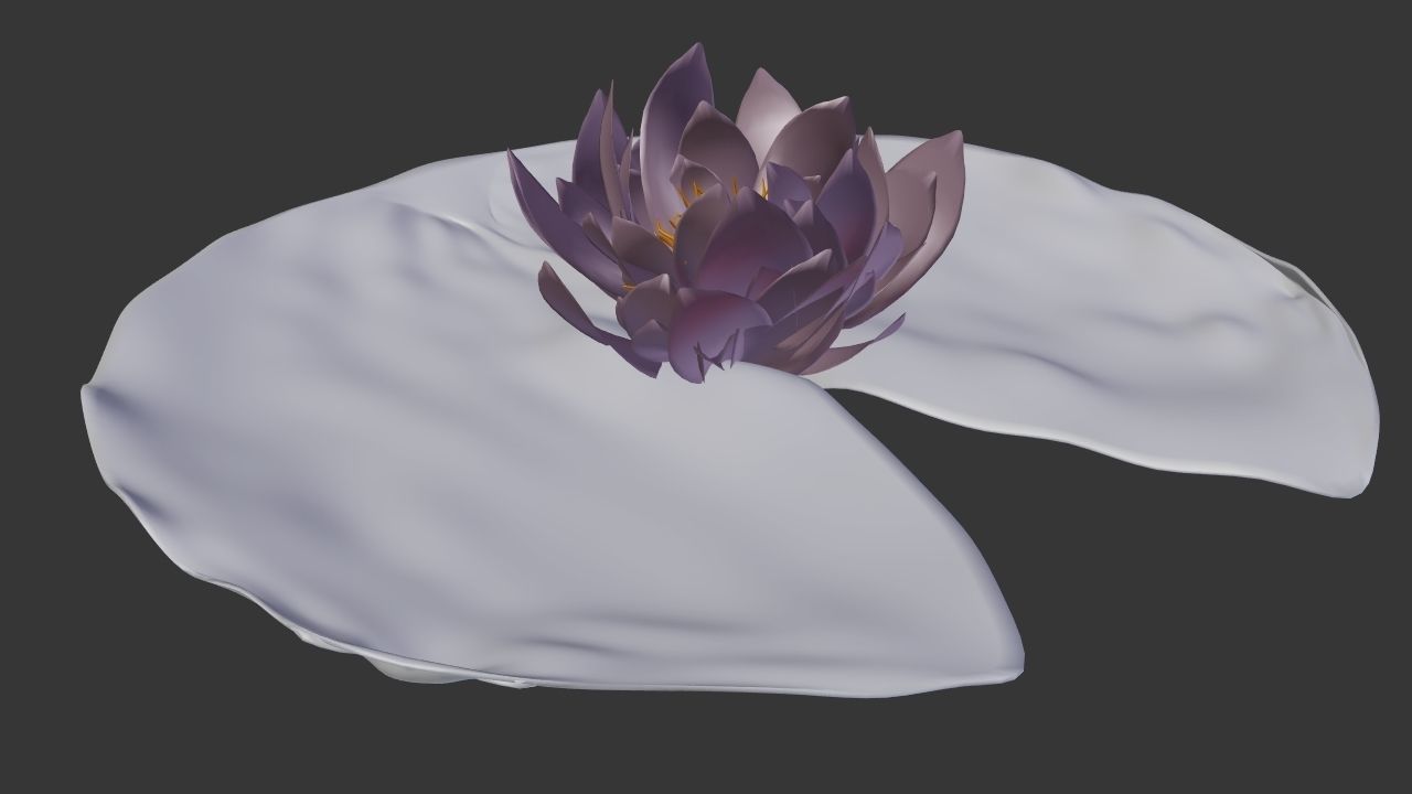 Lily Pad with Flower 3D model_3