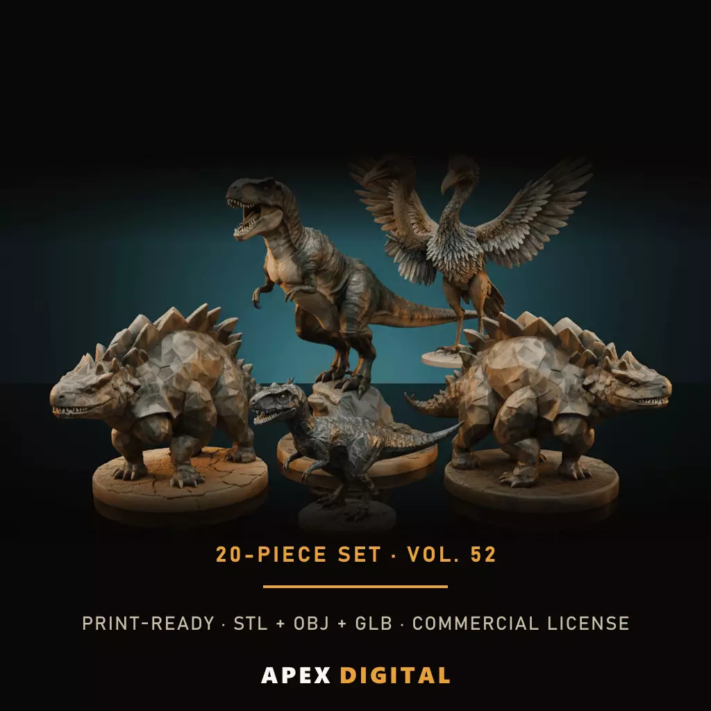 20-Piece Dinosaurs Collection Vol 52 - 3D Print STL 3D print model