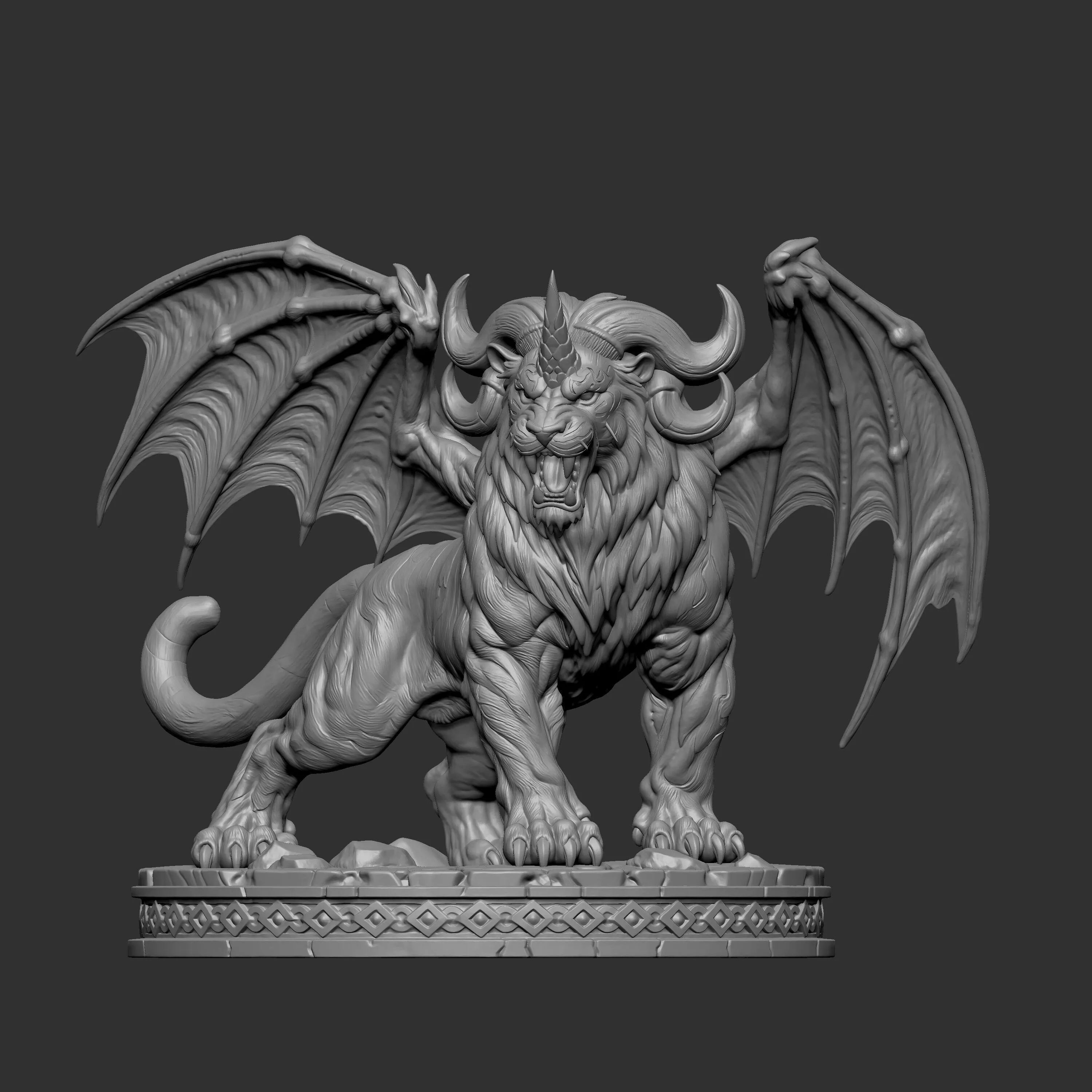 Chimera or horned manticore creature 3D print model