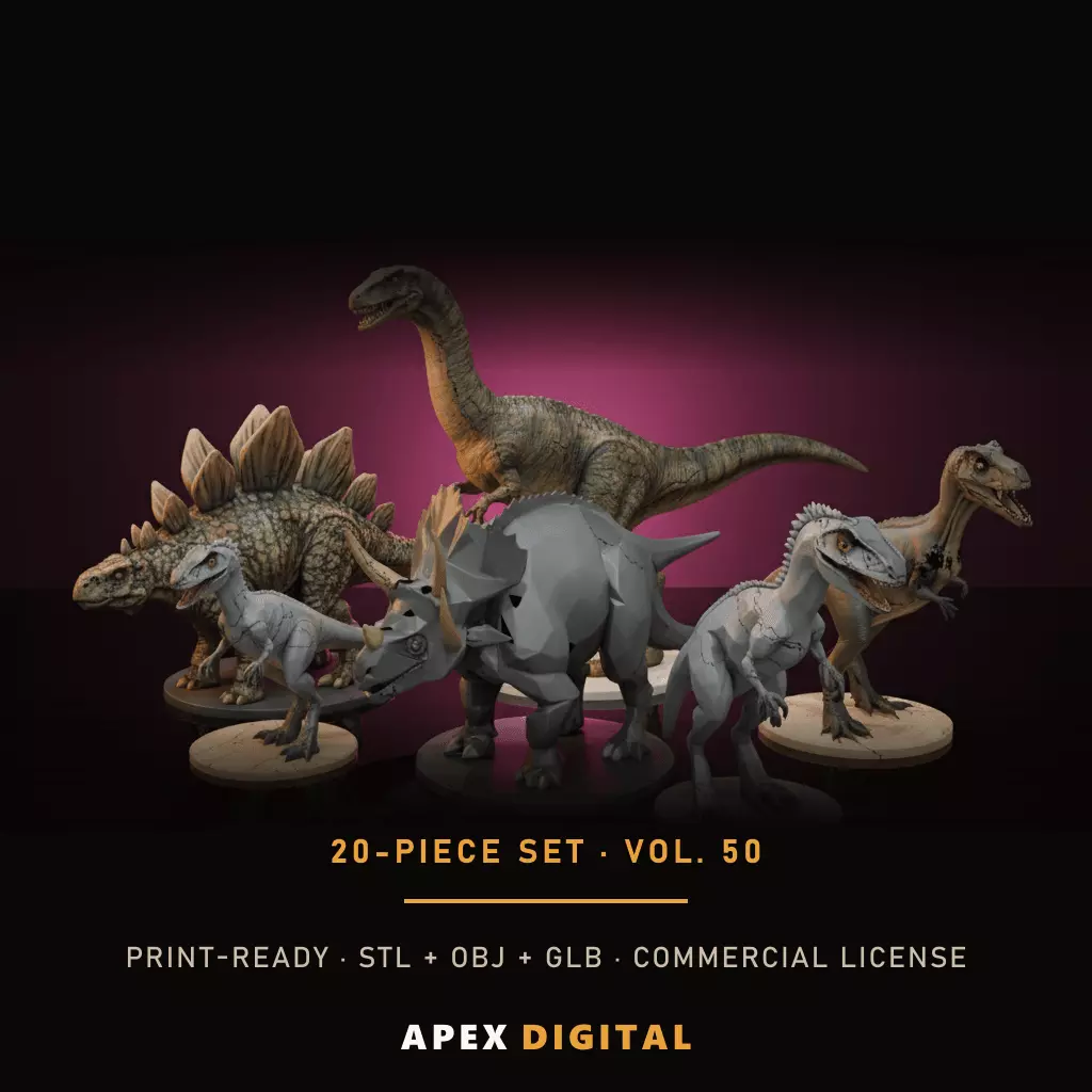 20-Piece Dinosaurs Collection Vol 50 - 3D Print STL 3D print model