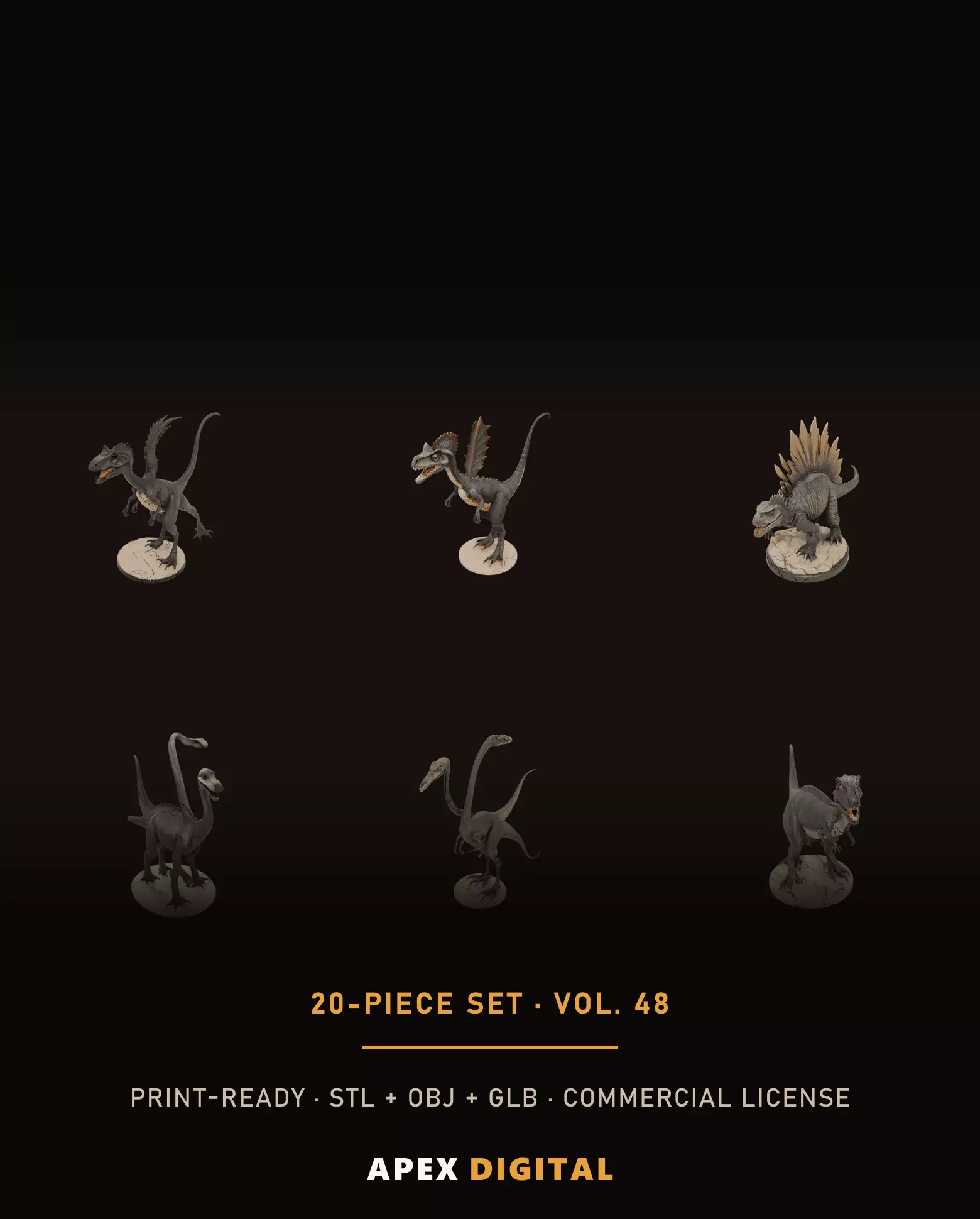 20-Piece Dinosaurs Collection Vol 48 - 3D Print STL 3D print model