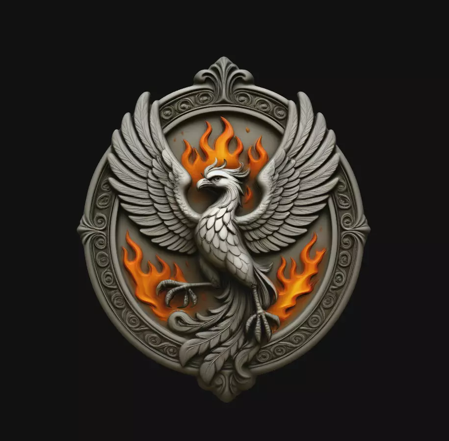 Phoenix Rising Fire Medallion Pendant Jewelry Model 3D print model