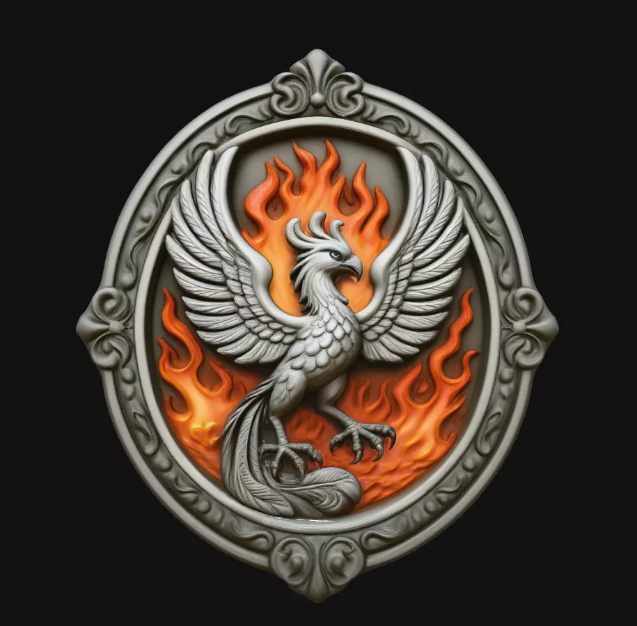 Phoenix Flame Ornate Medallion Pendant Jewelry Model 3D print model