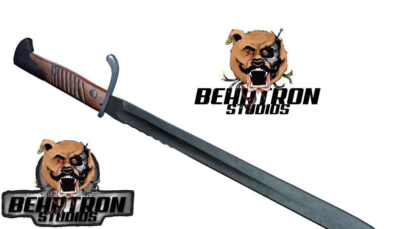 German Saw-Back Butcher Machete Bayonet 1915 WW1 Low-poly 3D model