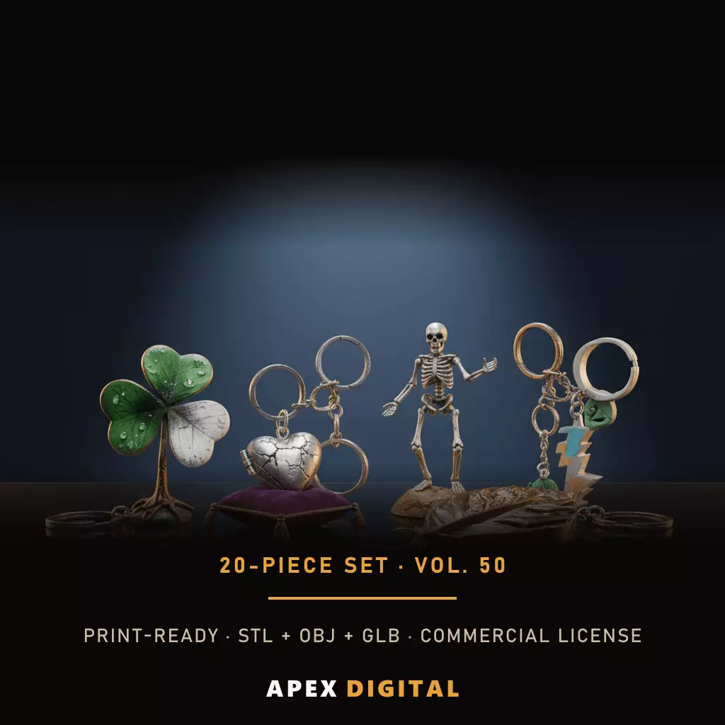 20-Piece Charm Symbol Keychain Collection Vol 50 - 3D Print STL 3D print model