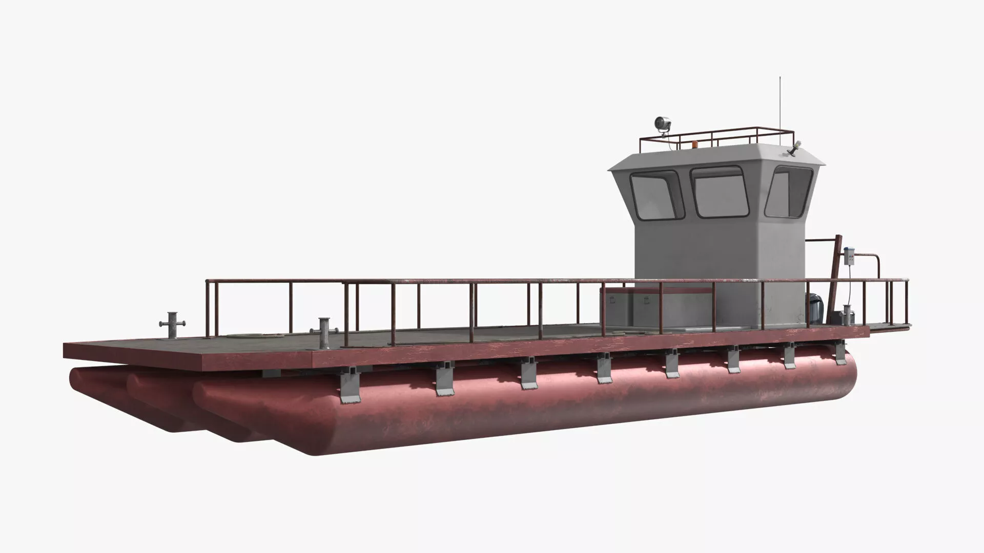 Flat-Deck Work Platform with Outboard Red Rigged 3D model