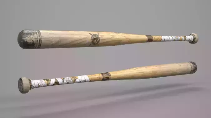 Game Ready Used Wooden Baseball Bat Low-poly 3D model