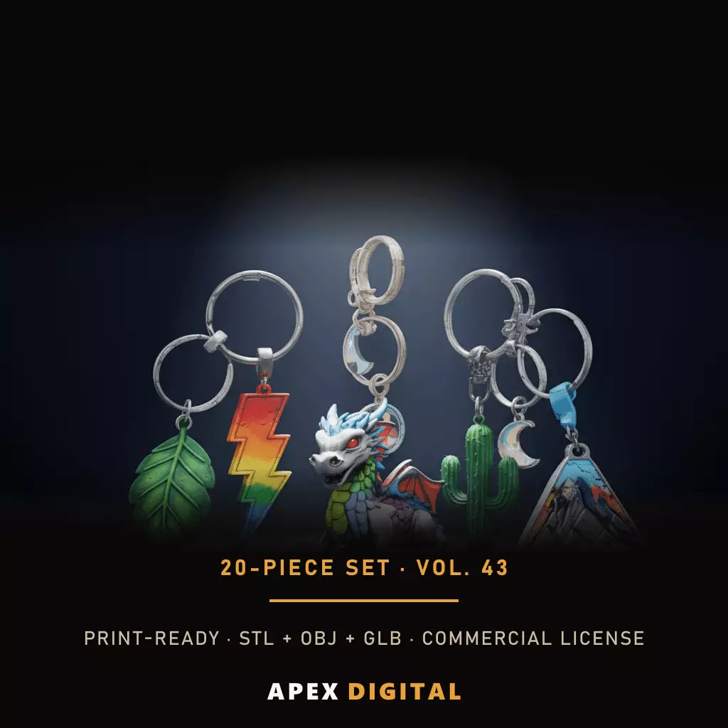 20-Piece Charm Symbol Keychain Collection Vol 43 - 3D Print STL 3D print model