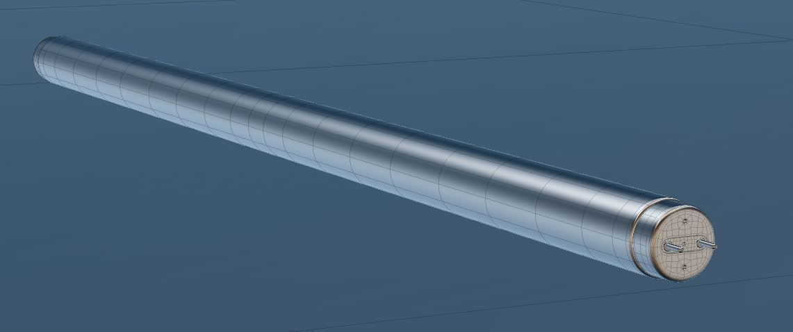 Fluorescent lamp 3D model_2