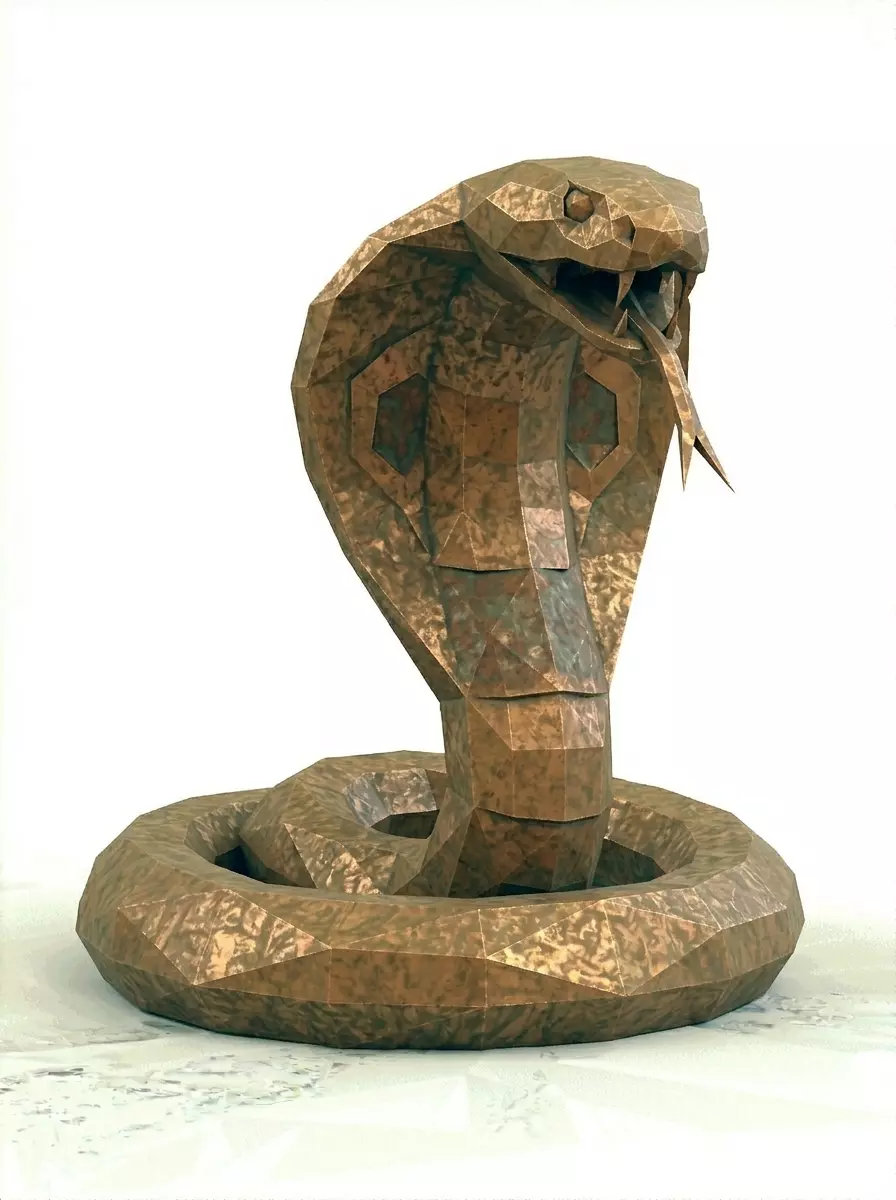 Geometric Low Poly Snake Sculpture 3D Model 3D print model