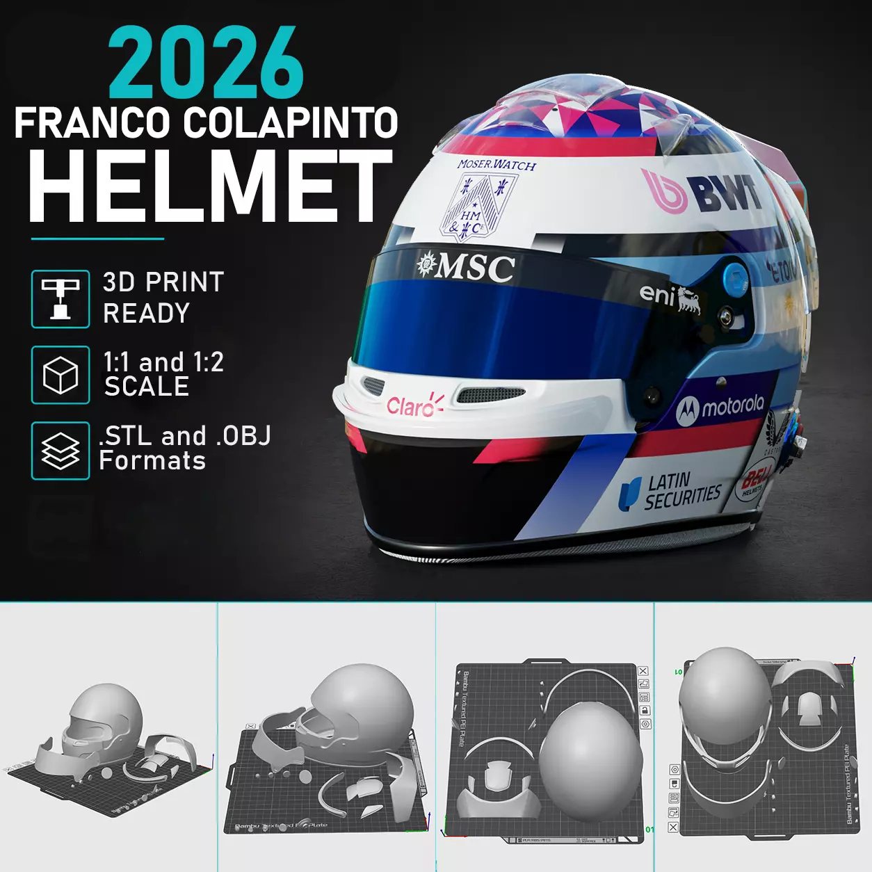 F1 Franco Colapinto 2026 Helmet 3D Print 3D print model