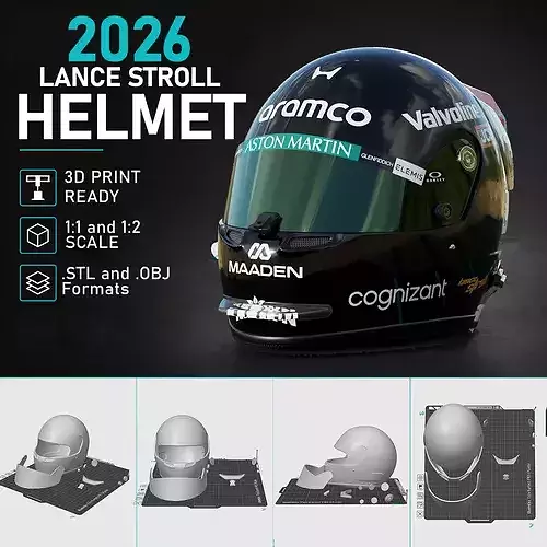 F1 Lance Stroll 2026 Helmet 3D Print