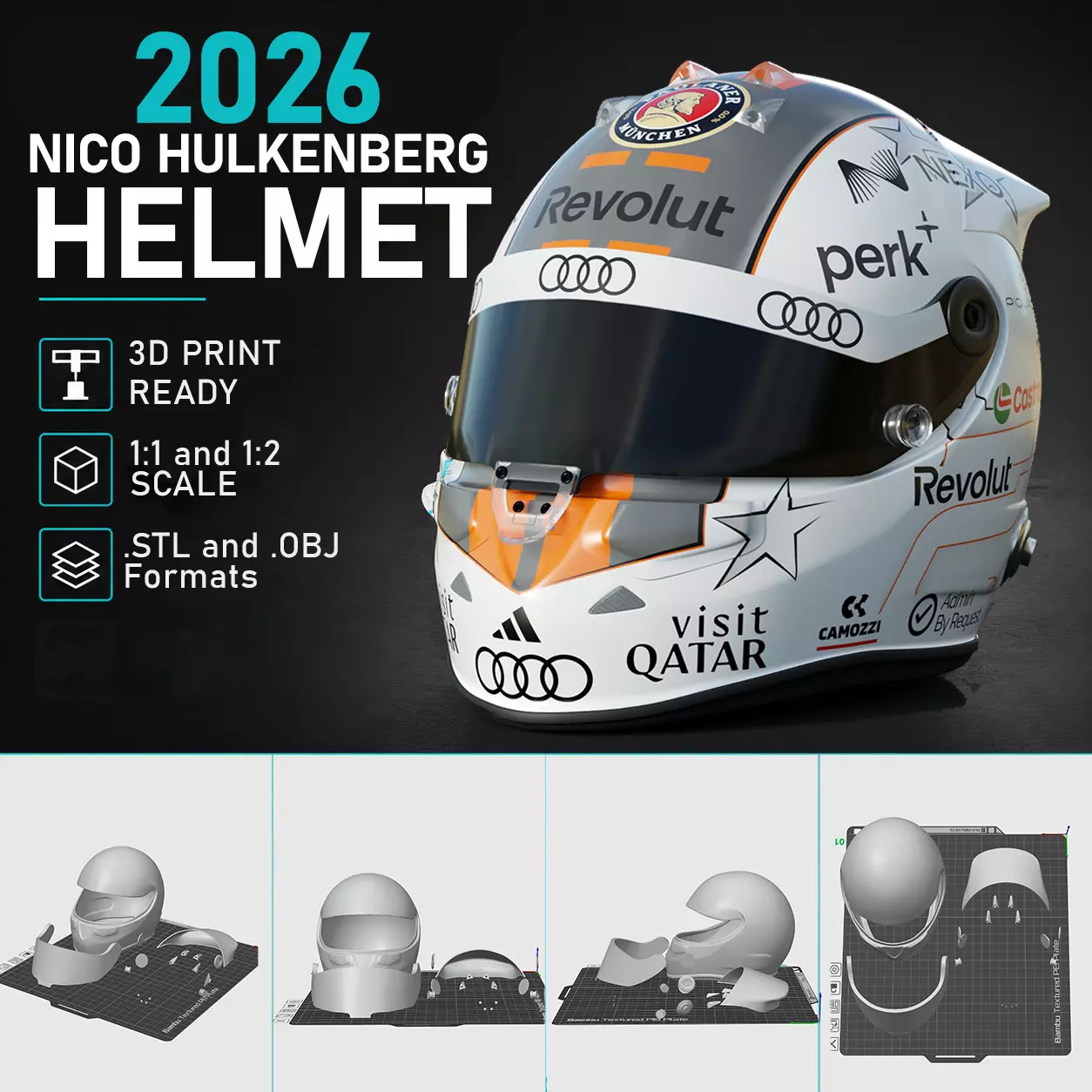 F1 Nico Hulkenberg 2026 Helmet 3D Print 3D print model