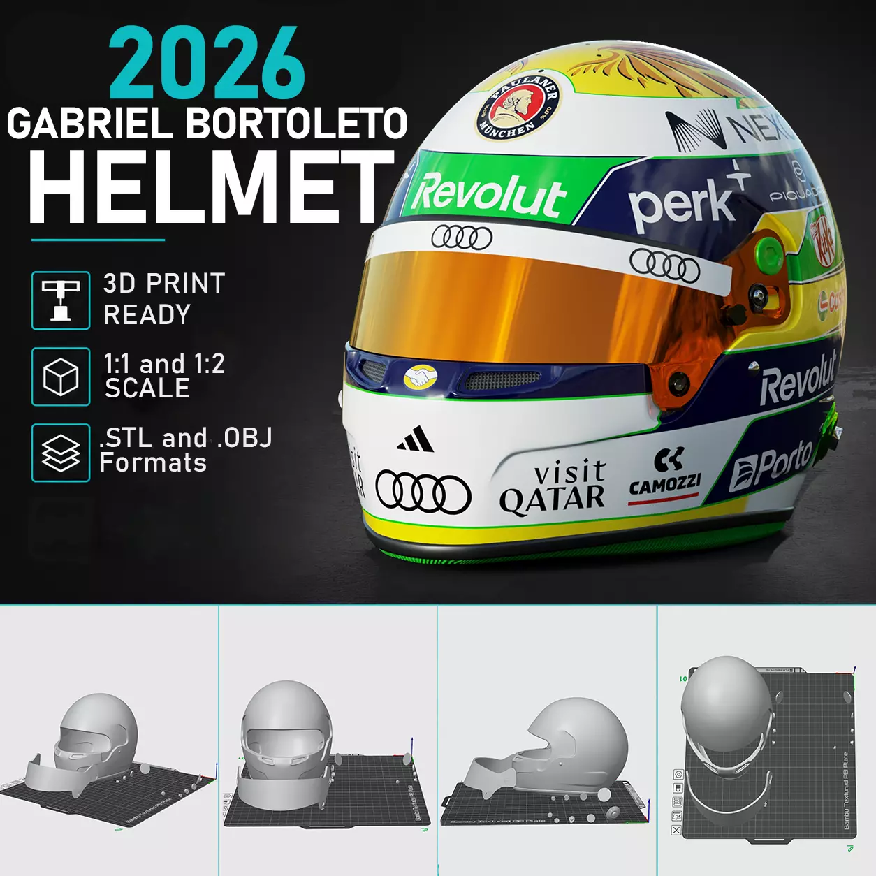 F1 Gabriel Bortoleto 2026 Helmet 3D Print 3D print model