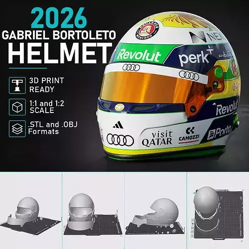 F1 Gabriel Bortoleto 2026 Helmet 3D Print