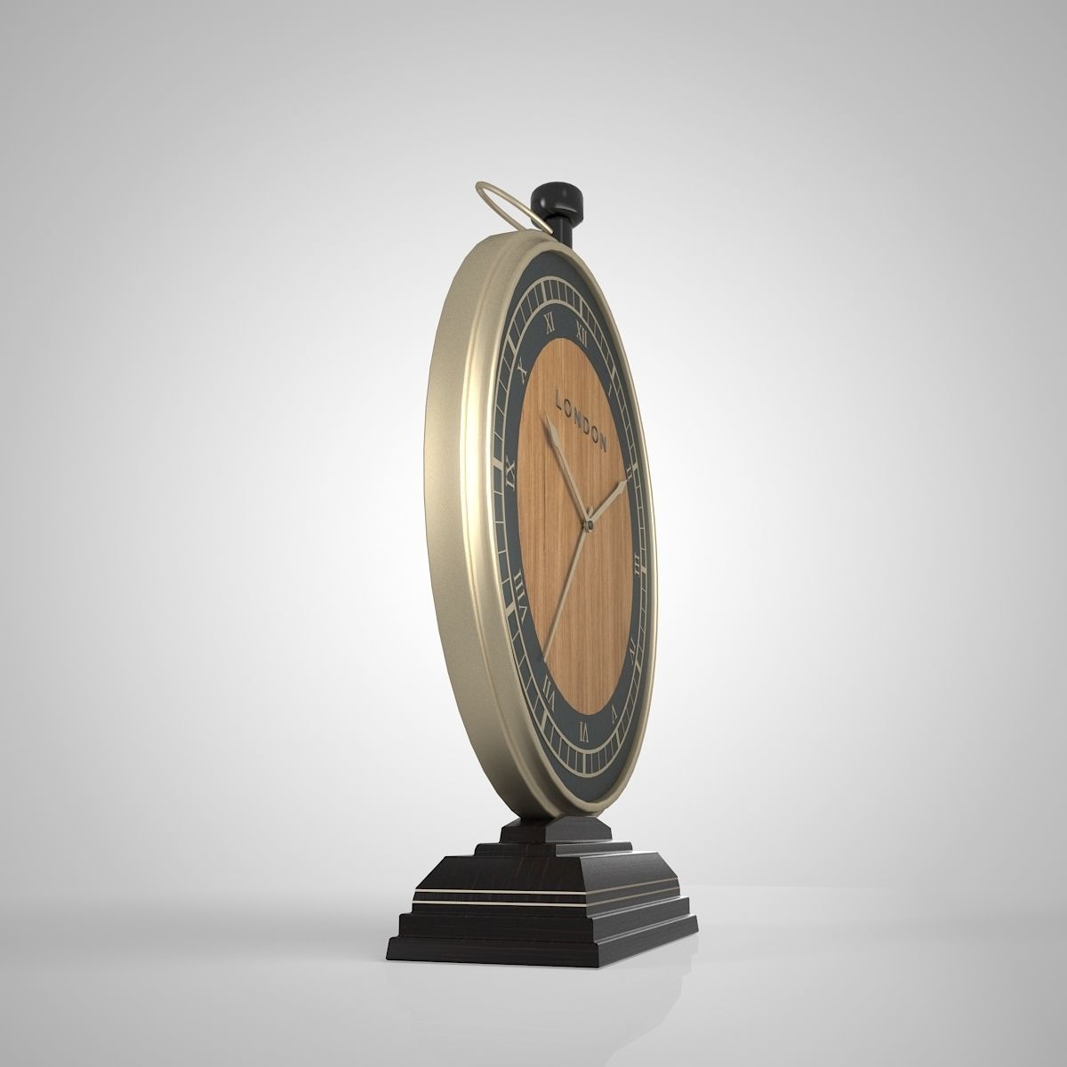 3D Golden Clock Low-poly 3D model_3
