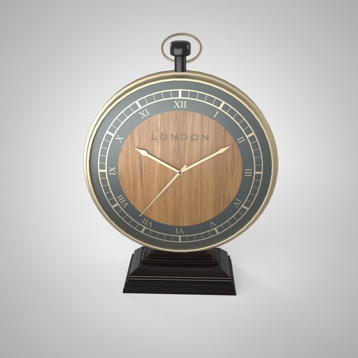 3D Golden Clock Low-poly 3D model_2