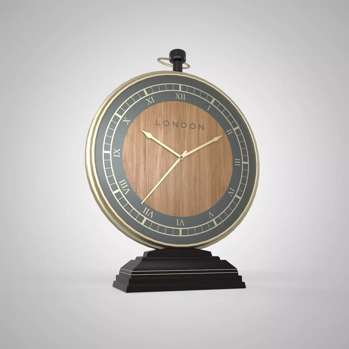 3D Golden Clock Low-poly 3D model_0