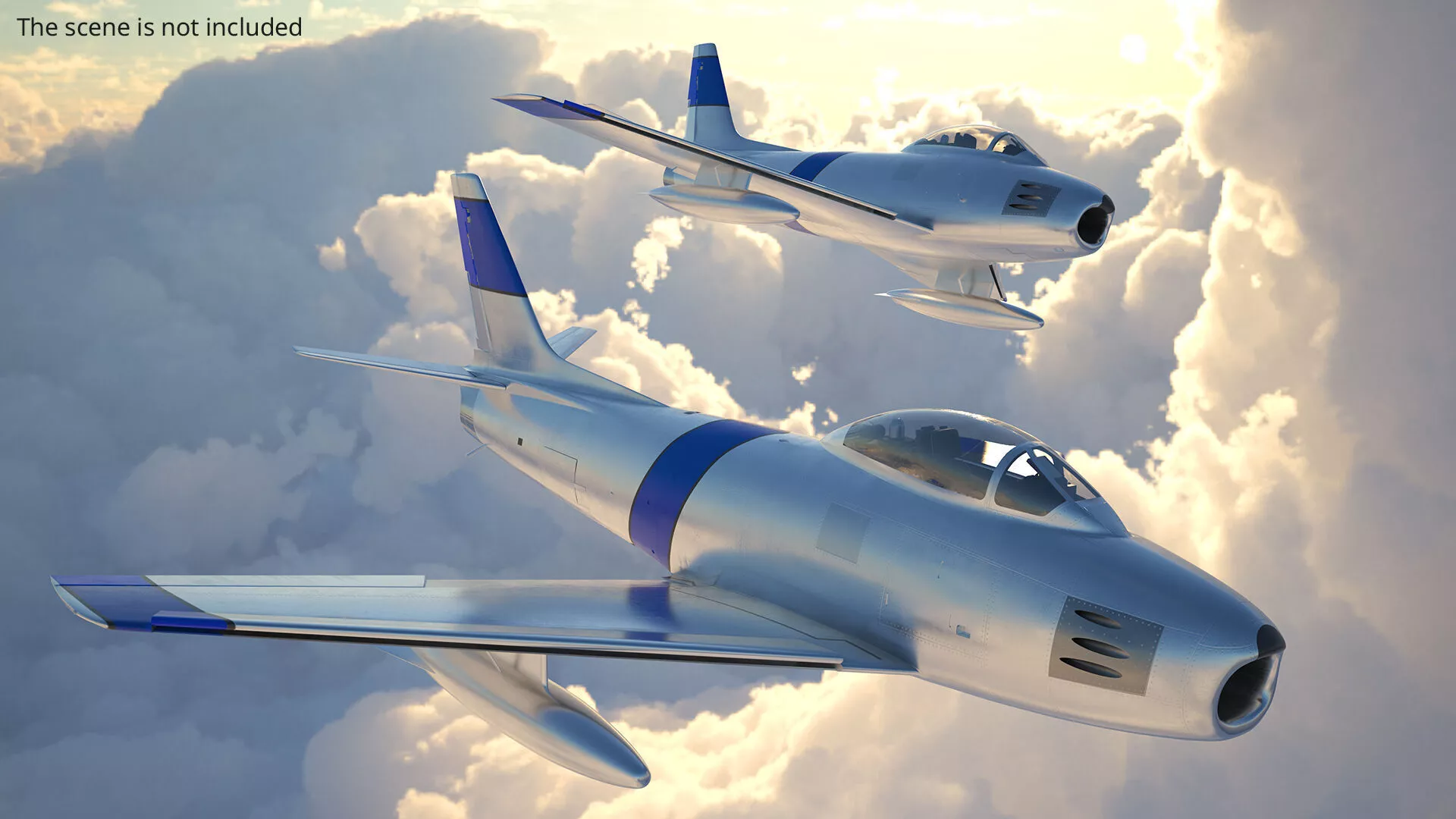 Silver Vintage Military Jet Plane with Interior Rigged Cinema 4D 3D model