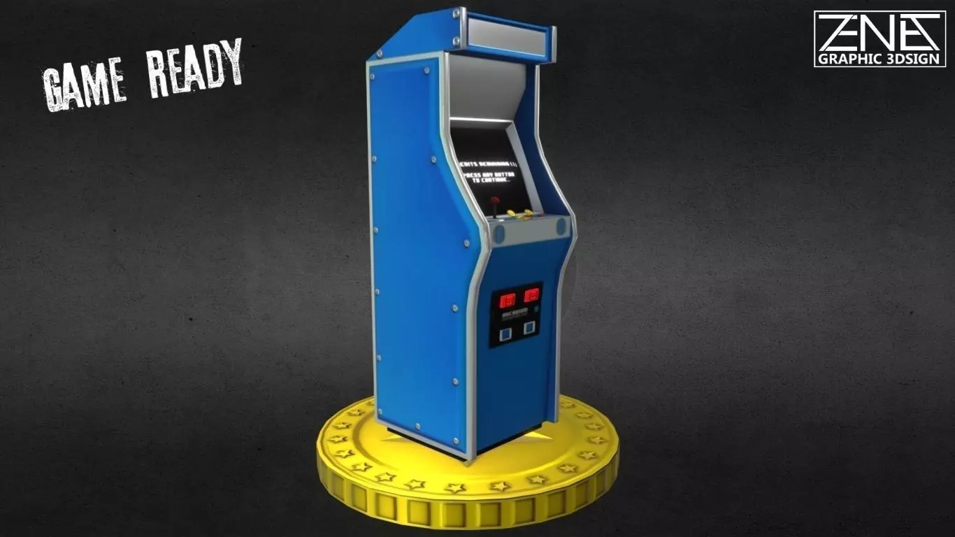 Retro Arcade Machine Optimized Low-Poly Asset Low-poly 3D model_0
