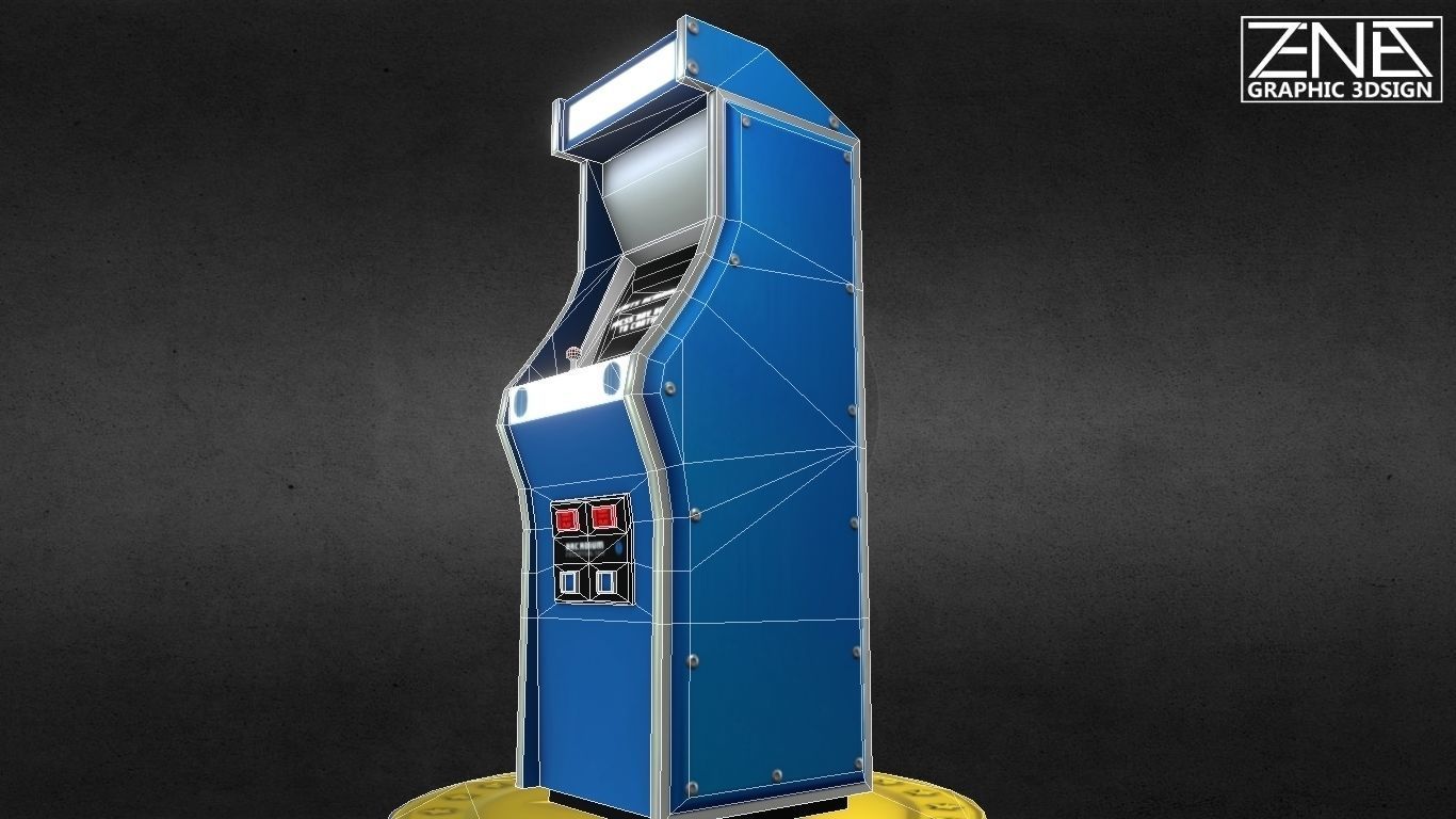Retro Arcade Machine Optimized Low-Poly Asset Low-poly 3D model_15