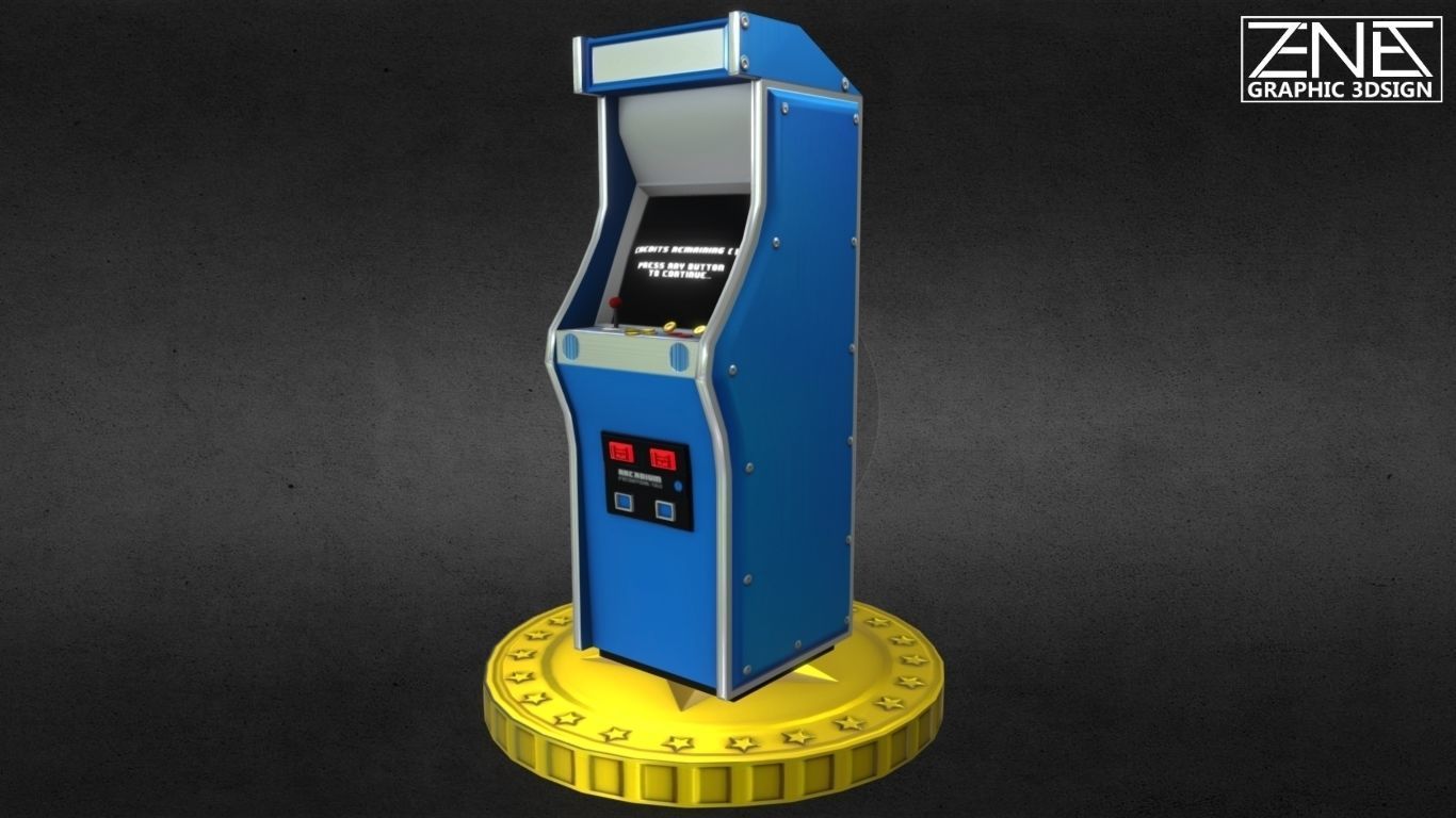 Retro Arcade Machine Optimized Low-Poly Asset Low-poly 3D model_6