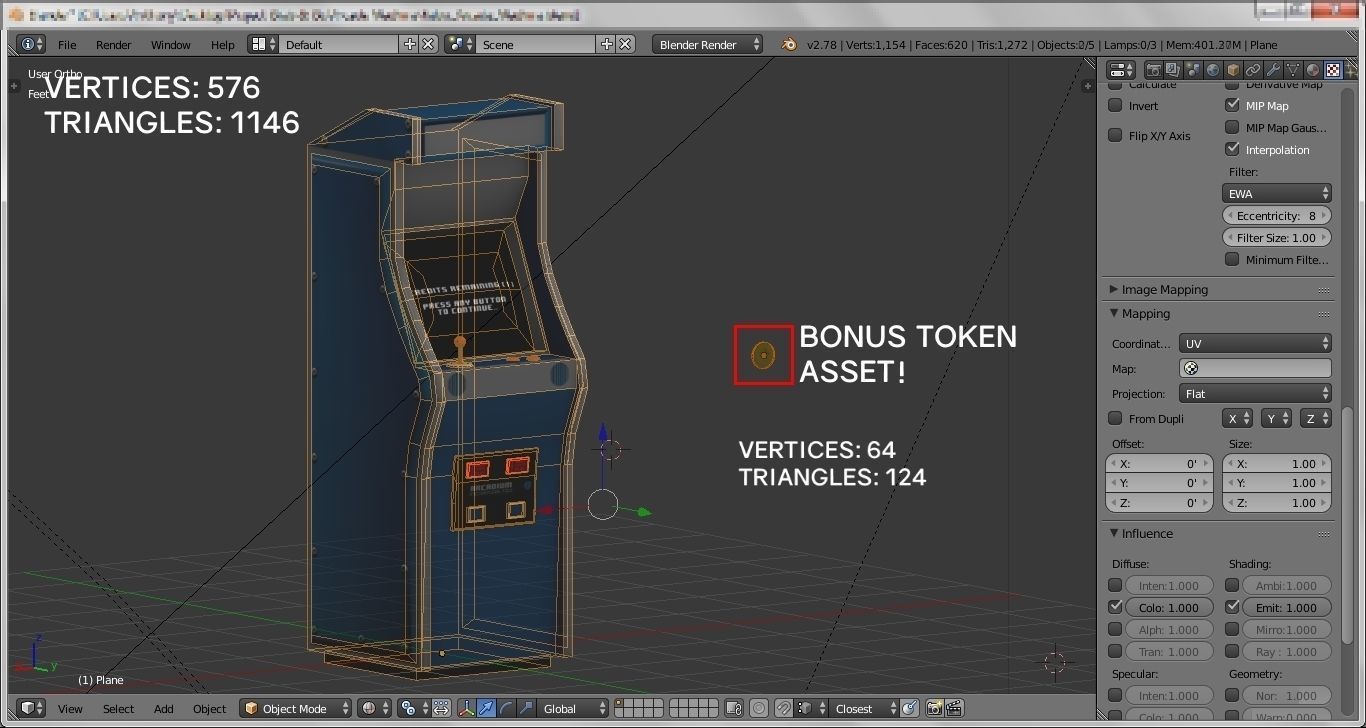 Retro Arcade Machine Optimized Low-Poly Asset Low-poly 3D model_3