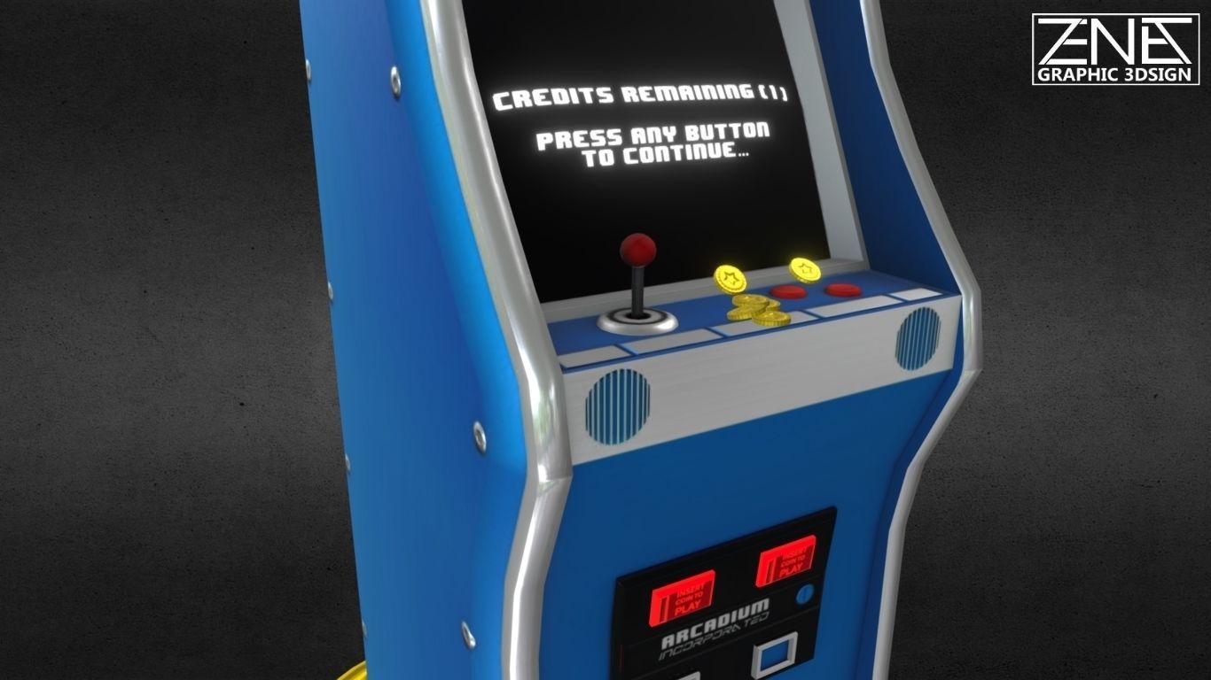 Retro Arcade Machine Optimized Low-Poly Asset Low-poly 3D model_8
