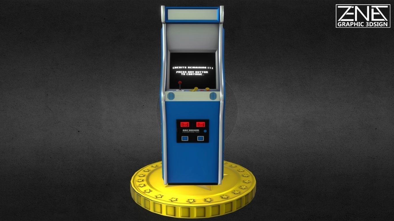 Retro Arcade Machine Optimized Low-Poly Asset Low-poly 3D model_7