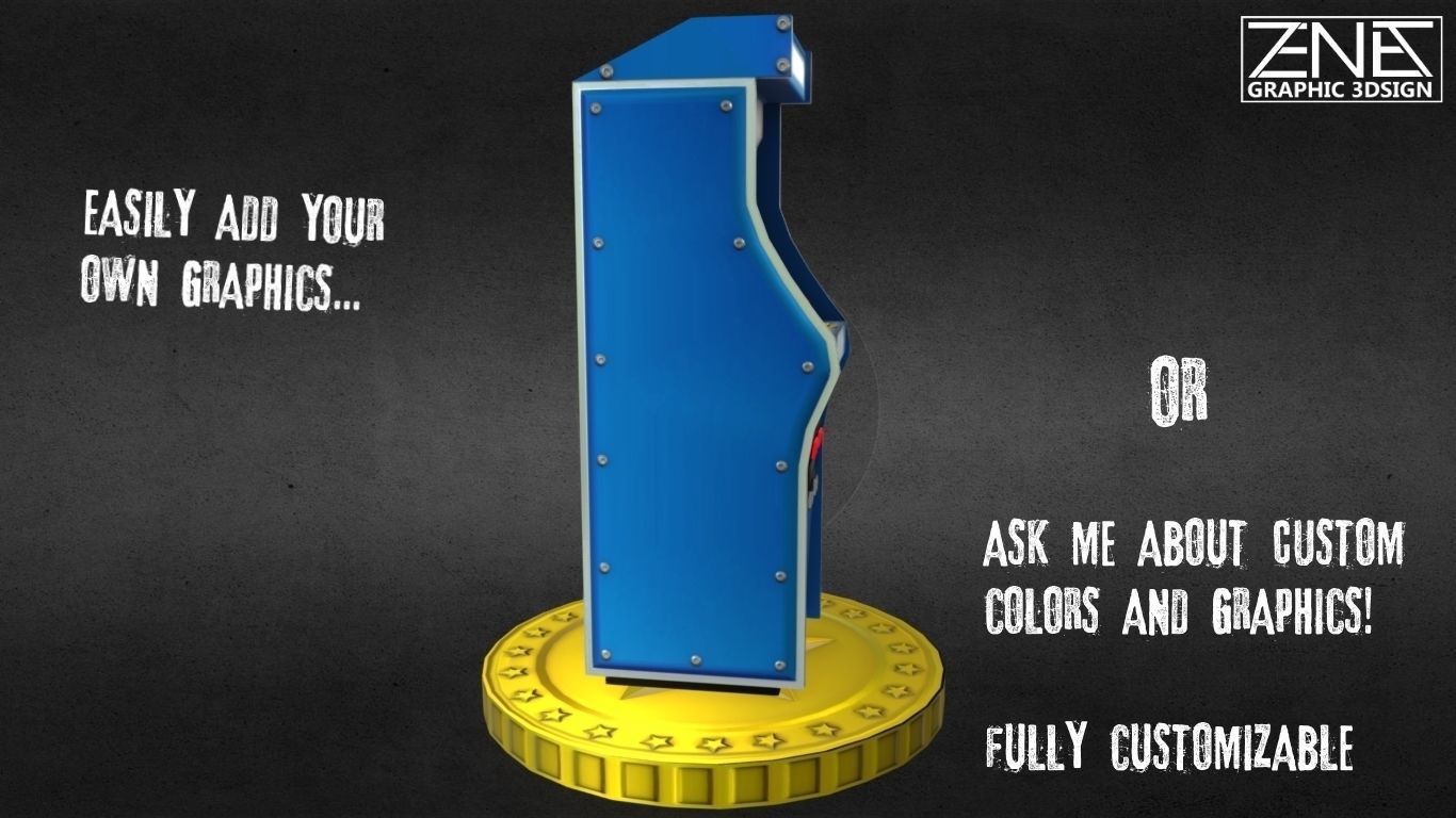 Retro Arcade Machine Optimized Low-Poly Asset Low-poly 3D model_2